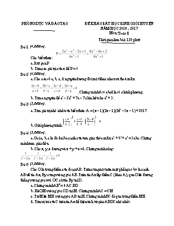 Đề khảo sát học sinh giỏi cấp huyện năm học 2016-2017 môn Toán Lớp 8 (Có đáp án)