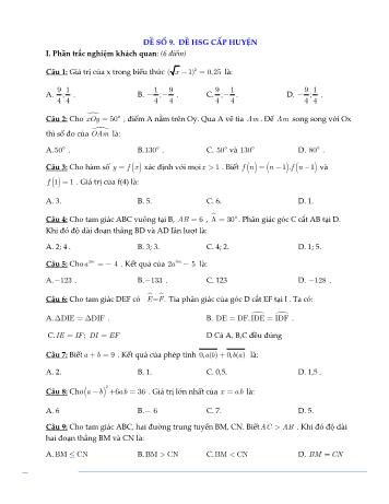 Đề kiểm tra học sinh giỏi cấp huyện môn Toán Lớp 7 - Năm học 2015-2016 - Huyện Đức Phổ - Đề số 9 (Có đáp án)