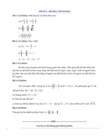 Đề kiểm tra học sinh giỏi cấp huyện môn Toán Lớp 7 - Năm học 2015-2016 - Huyện Đức Phổ - Đề số 3 (Có đáp án)