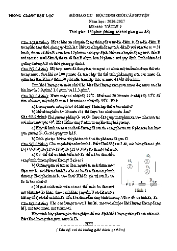 Đề giao lưu học sinh giỏi cấp huyện năm học 2016-2017 môn Vật lý Lớp 9 - PGD&ĐT Hậu Lộc (Có đáp án)