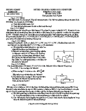 Đề thi chọn học sinh giỏi cấp huyện năm học 2015-2016 môn Vật lý Lớp 9 - PGD&ĐT Bình Sơn (Có đáp án)