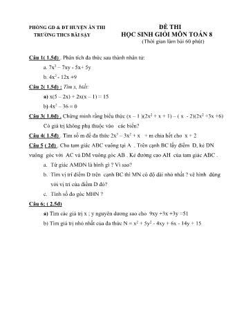 Đề thi học sinh giỏi môn Toán Lớp 8 - Trường THCS Bãi Sậy