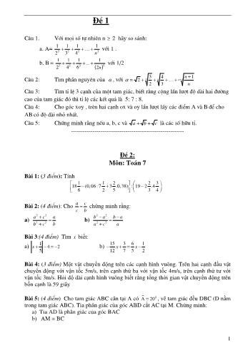 30 Đề thi học sinh giỏi Toán Khối 7