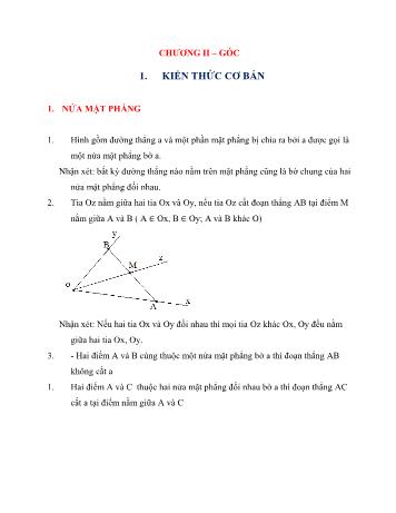 Chuyên đề bồi dưỡng Hình học Lớp 6 - Chương 2 Góc