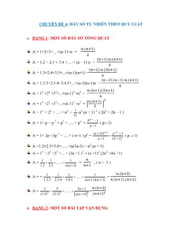 Chuyên đề bồi dưỡng Số học Lớp 6 - Chuyên đề 4: Dãy số tự nhiên theo quy luật