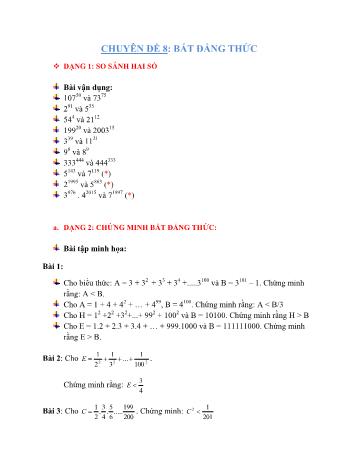 Chuyên đề bồi dưỡng Số học Lớp 6 - Chuyên đề 8: Bất đẳng thức