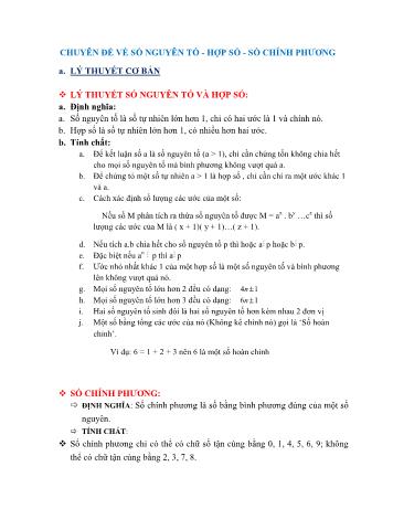 Chuyên đề bồi dưỡng Số học Lớp 6 - Chuyên đề: Số nguyên tố. Hợp số. Số chính phương