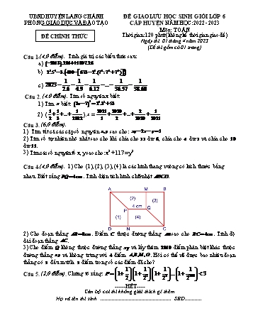 Đề giao lưu học sinh giỏi cấp huyện Toán Lớp 6 - Năm học 2022-2023 - Phòng GD&ĐT Lang Chánh (Có đáp án)