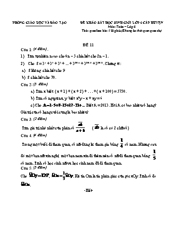 Đề khảo sát học sinh giỏi cấp huyện Toán Lớp 6 - Đề 11 (Có hướng dẫn chấm)