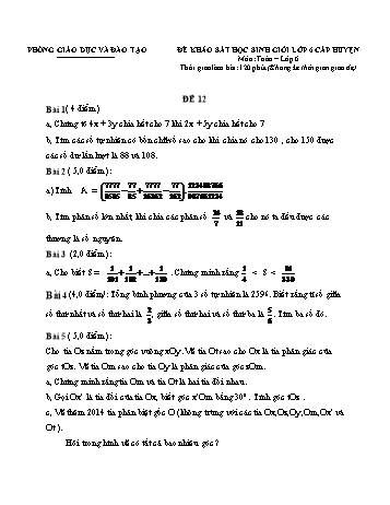 Đề khảo sát học sinh giỏi cấp huyện Toán Lớp 6 - Đề 12 (Có hướng dẫn chấm)