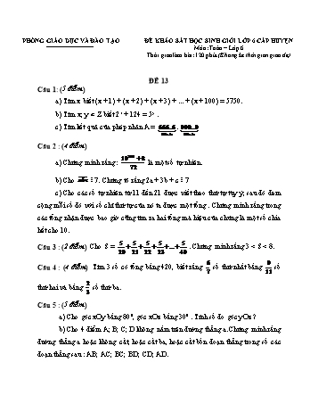 Đề khảo sát học sinh giỏi cấp huyện Toán Lớp 6 - Đề 13 (Có hướng dẫn chấm)