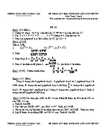 Đề khảo sát học sinh giỏi cấp huyện Toán Lớp 6 - Đề 16 (Có hướng dẫn chấm)
