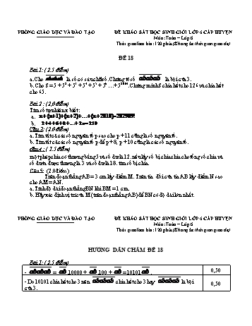 Đề khảo sát học sinh giỏi cấp huyện Toán Lớp 6 - Đề 18 (Có hướng dẫn chấm)