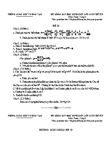 Đề khảo sát học sinh giỏi cấp huyện Toán Lớp 6 - Đề 19 (Có hướng dẫn chấm)