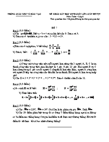 Đề khảo sát học sinh giỏi cấp huyện Toán Lớp 6 - Đề 7 (Có hướng dẫn chấm)