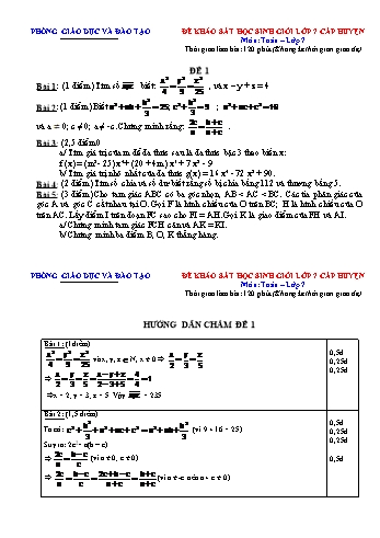 Đề khảo sát học sinh giỏi cấp huyện Toán Lớp 7 (Có hướng dẫn chấm)