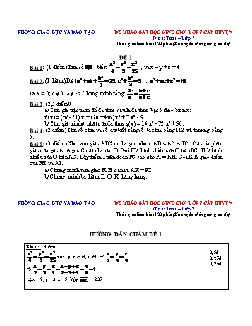 Đề khảo sát học sinh giỏi cấp huyện Toán Lớp 7 - Đề 1 (Có hướng dẫn chấm)