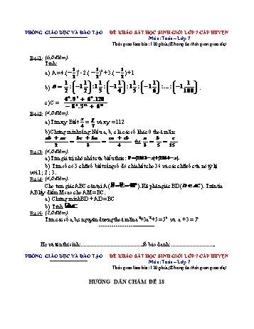 Đề khảo sát học sinh giỏi cấp huyện Toán Lớp 7 - Đề 18 (Có hướng dẫn chấm)