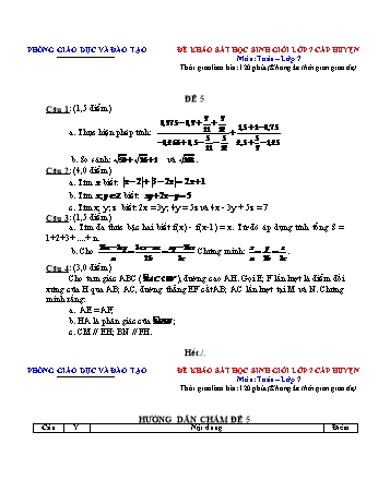 Đề khảo sát học sinh giỏi cấp huyện Toán Lớp 7 - Đề 5 (Có hướng dẫn chấm)
