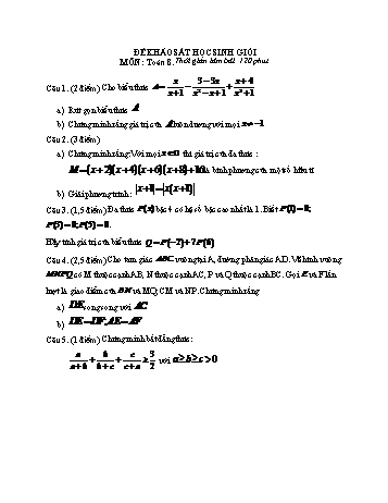Đề khảo sát học sinh giỏi Toán Lớp 8 (Có đáp án)