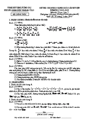 Đề thi chọn học sinh giỏi cấp huyện Toán Lớp 7 - Năm học 2022-2023 - Phòng GD&ĐT Lương Tài (Có hướng dẫn chấm)
