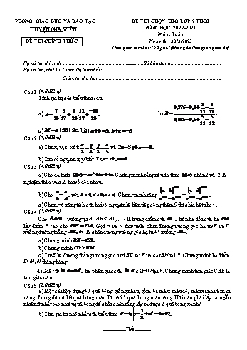 Đề thi chọn học sinh giỏi Toán Lớp 7 - Năm học 2022-2023 - Phòng GD&ĐT Gia Viễn (Có hướng dẫn chấm)