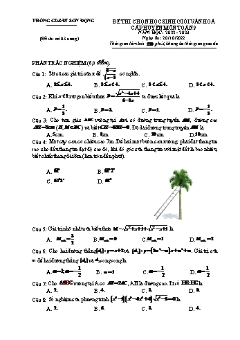 Đề thi học sinh giỏi cấp huyện Toán Lớp 9 - Năm học 2022-2023 - Phòng GD&ĐT Sơn Động (Có hướng dẫn chấm)