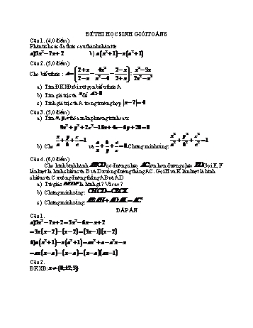 Đề thi học sinh giỏi Toán Lớp 8 (Có đáp án)