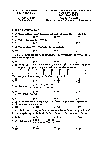Đề thi học sinh giỏi văn hóa cấp huyện Toán Lớp 6 - Năm học 2022-2023 - Phòng GD&ĐT Sơn Động (Có hướng dẫn chấm)