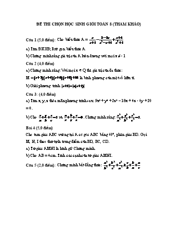 Đề thi tham khảo chọn học sinh giỏi Toán Lớp 8 (Có hướng dẫn chấm)