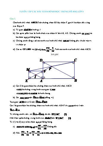 Tuyển tập các bài toán Hình học trong đề học sinh giỏi Lớp 8