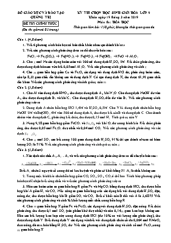 25 Đề thi học sinh giỏi cấp huyện môn Hóa học Lớp 9 - Năm học 2019-2020 (Có đáp án)