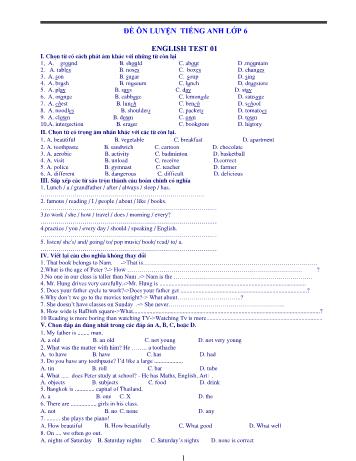 30 Đề ôn thi học sinh giỏi môn Tiếng Anh Lớp 6