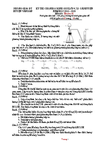 Bộ đề thi học sinh giỏi môn Hóa học Lớp 8 - Năm học 2019-2020 (Có đáp án)